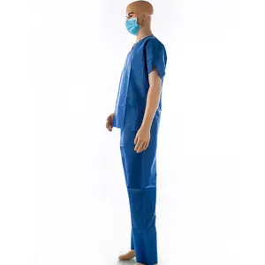 Uniforme de hospital não tecido, trajes descartáveis para médicos e enfermeiros