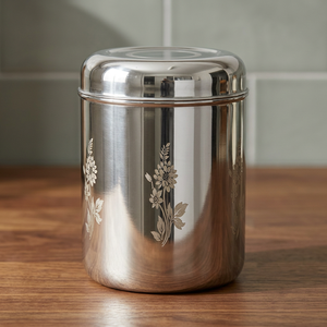 Stainless Steel Food Container Round Airtight Metal <b>Storage</b> <b>Jar</b> Classic Polished Design <b>for</b> <b>Kitchen</b> Use set of 2 - Product Image 5