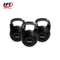 Komersial Gym logo khusus tersedia 8 10 12 16 18 20 24 28 32kg PU warna kompetisi Kettlebell
