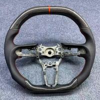 Setir Olahraga Kulit PU Serat Karbon dengan 3 Palang 50mm Grip untuk Trim Mazda 3/6/CX-5/Atenza/AXELA (2010-2021)