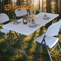 Table pliante portable blanche en plastique pour événements, 6 pieds ou 8 pieds, idéale pour dîner, barbecue, pique-nique et camping – Vente en gros
