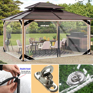 Bâche extérieure en vinyle transparent avec fermeture à glissière Patio <span class=keywords><strong>Pergola</strong></span> Bâche Rideau avec verrouillage torsadé <span class=keywords><strong>Toile</strong></span> transparente robuste - Product Image 6