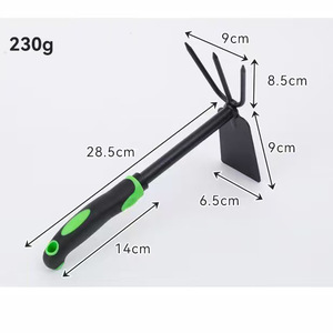 Râteau de jardin à manche en caoutchouc vert, 14 cm, dents en acier à cinq pointes, texture antidérapante, outil agricole pour la propreté des espaces verts - Product Image 4