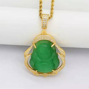 Ready to Ship Hiphop Maitreya Buddha 18k Gold Plated Jade Necklace <b>Iced</b> <b>Out</b> Jewelry - Product Image 4