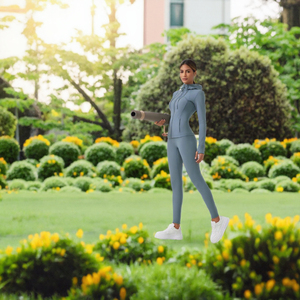 Ensemble sweat à capuche et leggings de yoga pour femme, couleur unie, taille haute, sans couture, avec fermeture éclair, extensible dans les quatre sens, pour le fitness - Product Image 4