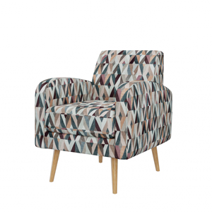 Sillón Tapizado con Patrón Geométrico Triangular Vintage, con Reposabrazos y Patas de Madera, Sofá Individual para Balcón de Apartamento - Product Image 2