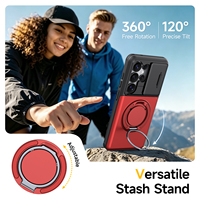 Stootvaste telefoonhoes met kaartsleuf, opklapbare standaard en schuifbare lensbescherming voor Samsung Galaxy S26 S25 Ultra A16 A17