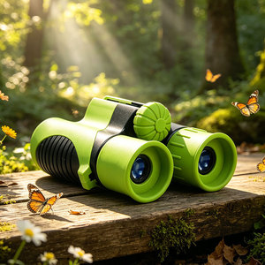 Jumelles pour enfants 8x21 avec verres optiques multicouches à revêtement bleu, caoutchouc souple bicolore et mise au point centrale pour les jeunes explorateurs - Product Image 1