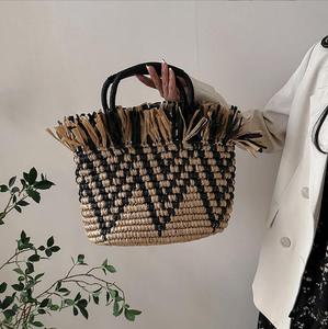 Cotton Straw <b>Tote</b> <b>Bag</b> with Fringe Embroidery Color Dot Pattern Open Closure <b>Summer</b> Beach Style Polyester Lining Daily Life - Product Image 4