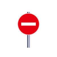 Señal de Advertencia de Tráfico, Carretera Cerrada, Placa Reflectante Redonda de Aluminio Roja de 60 cm con Impresión UV