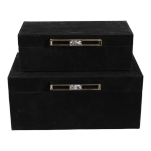 Scatole Decorative per Conservazione con Manico in Metallo, Set di Scatole Portagioie in Velluto Nero per Organizzazione Casa e Ufficio - Product Image 4