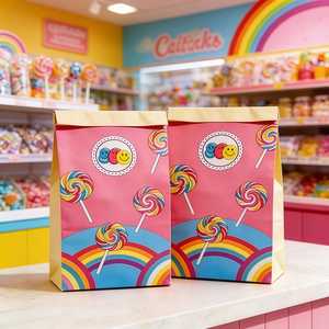 Custom Candy Cookie Chocolate Packaging <b>Bag</b> Yellow Polka Dot Gingham Sweet Treat Storage Pouch for Candy Shop/Kids Party Favors - Product Image 2