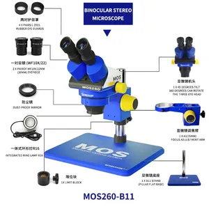 Механический MOS260-B11 бинокулярный микроскоп/Тринокулярный Стерео микроскоп 6-45X непрерывный зум для ремонта телефона - Product Image 5