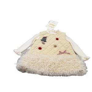 Christmas Girls' Long Sleeve Vest Dress With Tulle Skirt And Pom Poms For Autumn Winter - Product Image 5
