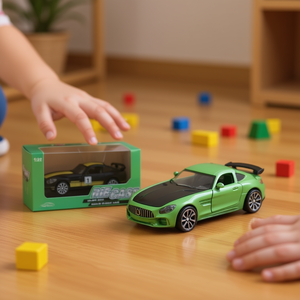 Mi Casita Diecast Toy Car 1:32 Mercedes Gt Pull Back Alloy Model For Kids Age 5 7 Years Unisex Green Black Color Mix - Product Image 2