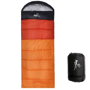 Waterproof 0 degree winter camping envelope sleeping bag with pillow