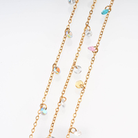 Cadenas de Eslabones de Oro de 18K con Circonitas de Colores para la Fabricación de Joyas, Pulseras, Collares, Tobilleras, Borlas y Tocados