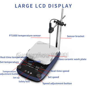 Weiai phòng thí nghiệm cụ thủy tinh gốm Đĩa Hâm Mixer 550 ℃ nhiệt độ cao <span class=keywords><strong>LCD</strong></span> hiển thị kỹ thuật số điện khuấy từ với bộ đếm thời gian - Product Image 4