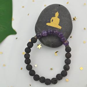 Cuentas de piedras preciosas naturales de 8mm de alta calidad y pulsera de piedra de lava Cuentas de equilibrio curativo natural y piedra natural <span class=keywords><strong>para</strong></span> hombre - Product Image 2