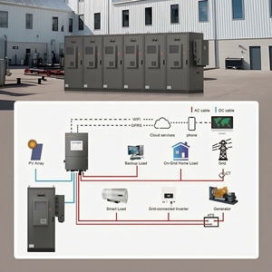 LITHTECH Complete Hybrid on Grid LiFePO4 <b>Solar</b> Energy System <b>Kit</b> 50kW 100kW <b>Solar</b> <b>Power</b> Storage System Outdoor HP1500K - Product Image 5