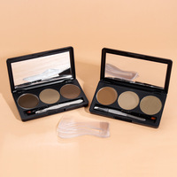 Gel de pommade pour sourcils de marque privée Poudre pressée Palette 3 couleurs avec ingrédients végétaliens Tampons pour sourcils Pinceau et pince à épiler
