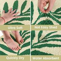 Tapis de salle de bain à motif de feuilles de palmier, tapis de bain doux et absorbant, antidérapant en TPR, lavable, pour l'entrée de la salle de bain, décoration de la maison