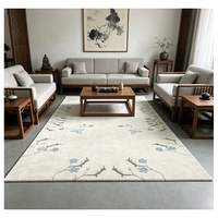 Tapis de salon de haute qualité, design floral, mélange de couleurs gris clair et bleu, de grande marque