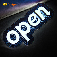 Panneau led illuminé pour l'extérieur, logo ouvert, nom de magasin de téléphone portable, panneau led programmable
