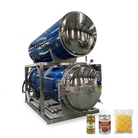 Autoclave rotative à immersion dans l'eau à double couche avec écran tactile PLC pour la stérilisation des saucisses et des viandes transformées
