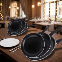 Ensemble de poêles en fonte de haute qualité au design bohème, 20 cm, 24 cm, 28 cm, noir, antiadhésif, 3 pièces, compatible avec les cuisinières à gaz