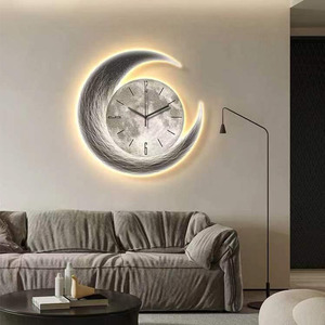 Orologio <span class=keywords><strong>da</strong></span> <span class=keywords><strong>Parete</strong></span> Moderno di Lusso 60cm con Funzione Luce Notturna, Decorazione Creativa Luna per Soggiorno, Sala <span class=keywords><strong>da</strong></span> Pranzo, <span class=keywords><strong>Casa</strong></span> - Product Image 3