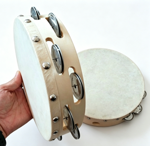 Wholesale 9-Inch Double-Row Tambourine Orff Percussion Instrument Jingles Tambourine Wooden Hand <b>Drum</b> Musical Toy - Product Image 1