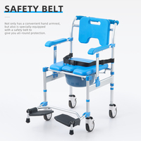 Chaise de douche en aluminium imperméable, anti-basculement, pliable, avec repose-pieds et siège rembourré en éponge, 3 en 1, chaise de toilette pour personnes âgées et handicapées