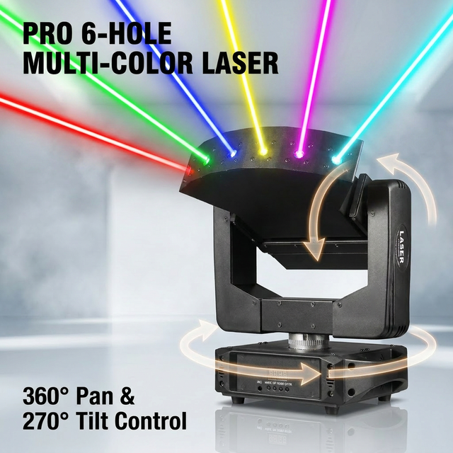 New Arrival 6 Eye Moving Head Laser Light Show RGB Red Animation DJ Disco 3D Effect Laser Projector with DMX512 Control IP33