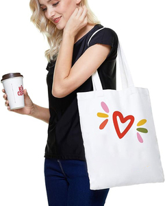 Sac fourre-tout en toile de coton réutilisable de haute qualité, mignon, pour le shopping, les cadeaux pour la famille et les amis, pour les femmes, pour l'emballage - Product Image 2