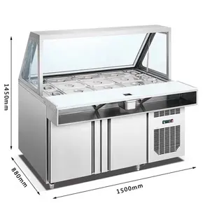 Salad showcase Refrigerators Freezer Stainless Steel Salad Bar For Restaurant Low Temperature