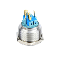 Tombol Tekan Anti Air 28mm Self Reset IP67 Kepala Datar Anti Vandal Switch Logam Dengan Lampu LED untuk Pengontrol Industri