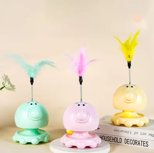 Jouet pour chat moderne et écologique, amusant, avec plumes, interactif, en forme de pieuvre, baguette de chat, jouet de puzzle - Product Image 5