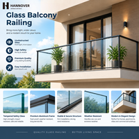 Système de balustrade en verre sans cadre HANNOVER avec bande LED, profilé en aluminium en U, garde-corps en verre trempé pour terrasse extérieure et escalier