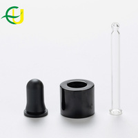 Vente en gros en stock – Bouchon compte-gouttes noir brillant 18/415 avec embout en caoutchouc plastique personnalisé et compte-gouttes en verre pour flacon d'huile essentielle