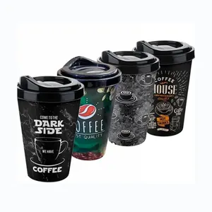Custom Printed Recycled Single/Dual Wall Coffee Paper Cups Disposable 6oz 8oz 9oz 10oz 14oz 16oz Plastic Cups with Lids for Tea