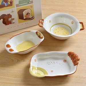 Vajilla <span class=keywords><strong>de</strong></span> Cerámica con Diseño <span class=keywords><strong>de</strong></span> Pan, Linda y Resistente a Altas Temperaturas, con Color Bajo Esmalte, Tazón con Diseño <span class=keywords><strong>de</strong></span> Planta <span class=keywords><strong>de</strong></span> Dibujos Animados para Postres y Galletas, para Fiestas Familiares - Product Image 2