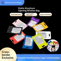 Sacs d'emballage pour bijoux en aluminium coloré personnalisé, épais, givré mat, refermables, avec fenêtre transparente