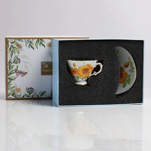 Tea <b>Cup</b> and Saucer Set Porcelain Coffee <b>Cup</b> Floral Ceramic Tea <b>Cup</b> Set with Saucer - Product Image 2