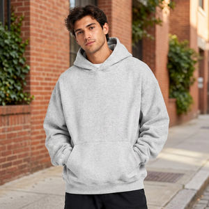 Sweat-shirt à capuche uni pour homme, en molleton, couleur unie, avec poche kangourou, décontracté, vente en gros, logo personnalisé - Product Image 4