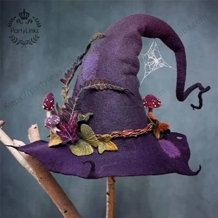 Women Witch Hat Felt Halloween Party Pointed Sorceress Hats Fancy Dress Cosplay Party Costume Accessories For Girls Gifts