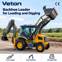 Mini Backhoe Loader 4WD Kompak Dengan Daya 37kW, Bucket 400L, Mesin Konstruksi Traktor Hidrolik untuk Proyek Global