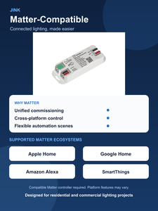 Controlador LED Inteligente JINK Flux DC S4 Matter Zigbee Mesh 2.0 BLE, DC24V 8.5A 200W, con Función de Atenuación - Product Image 4
