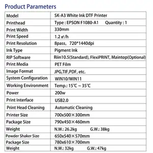 Sunika produsen asli Printhead F1080 30cm t shirt printer t-shirt mesin cetak digital DTF Printer transfer