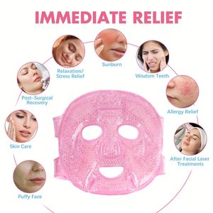 Masque de glace réutilisable, masque froid à billes de gel, compression chaude et froide pour l'œdème, la récupération après chirurgie, les maux de tête, les soins post-laser - Product Image 3